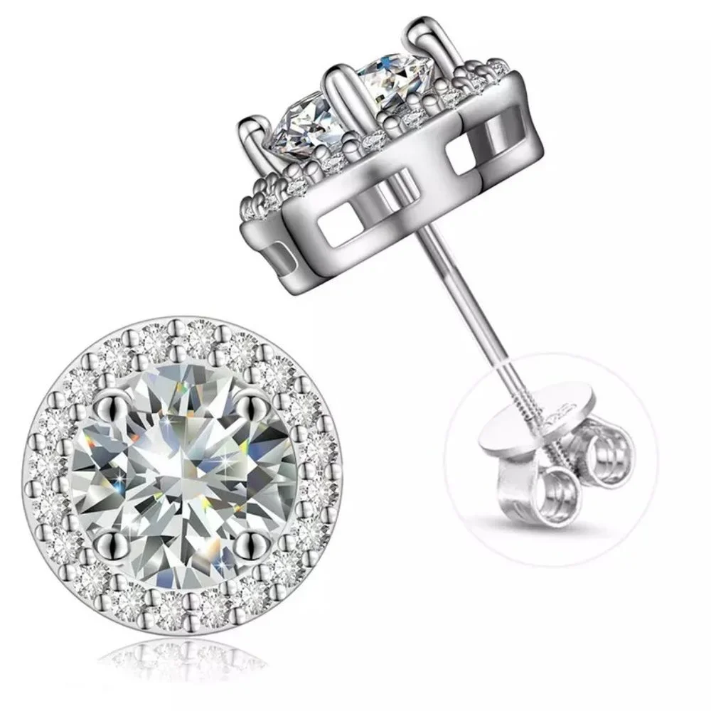 Certified 4ct. t.w. Diamond Brilliant Cut Halo Screw Back Earrings - Picture 4 of 15